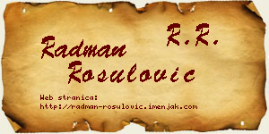 Radman Rošulović vizit kartica